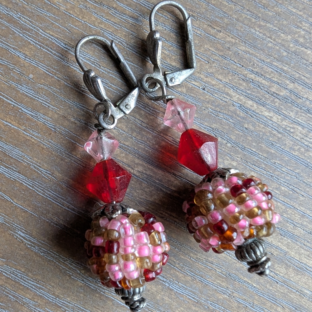Multicolor Beaded Earrings - Picture 2 of 3